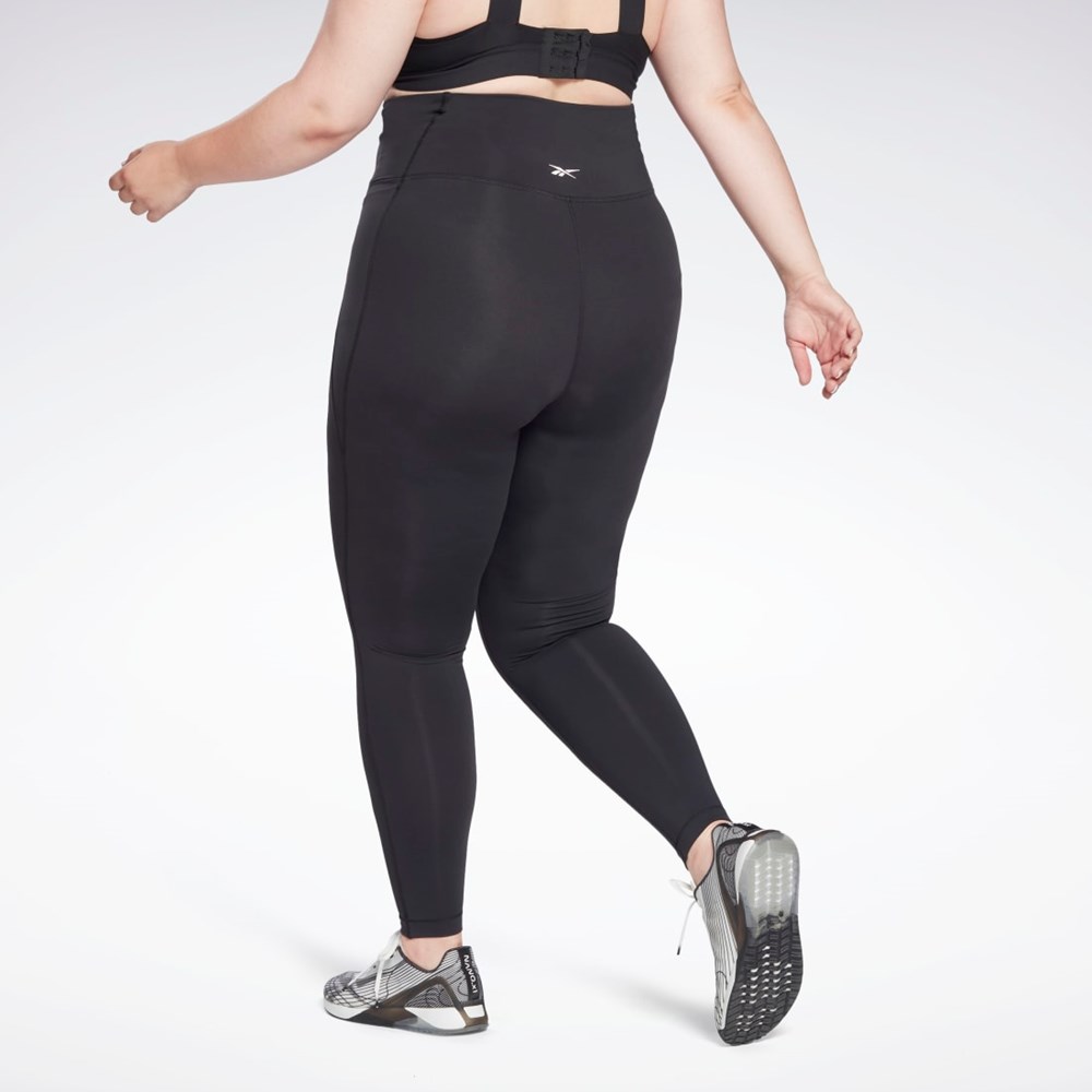Reebok Lux High-Waisted Tights (Plus Size) Negrii | 2673459-ME
