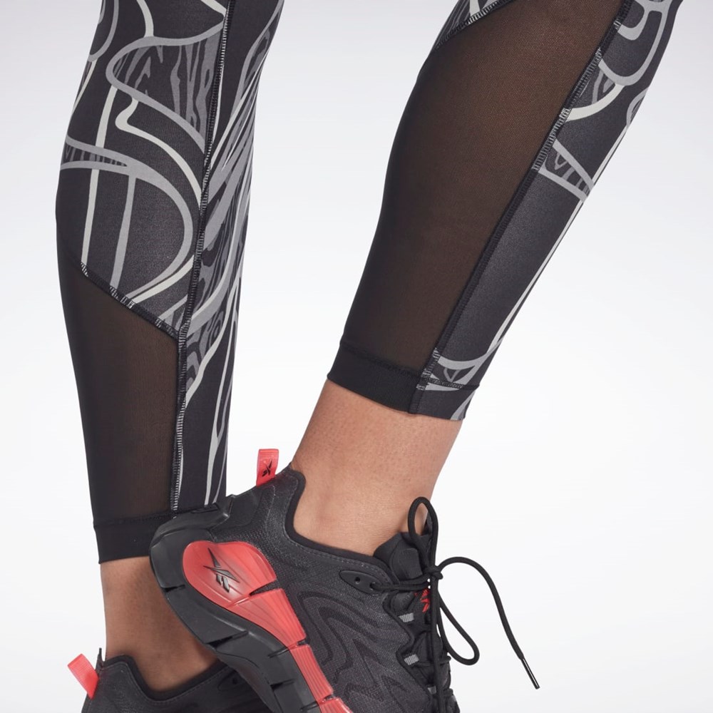 Reebok Lux Perform Mid-High-Rise Nature Grown Tights Negrii | 4628950-TS