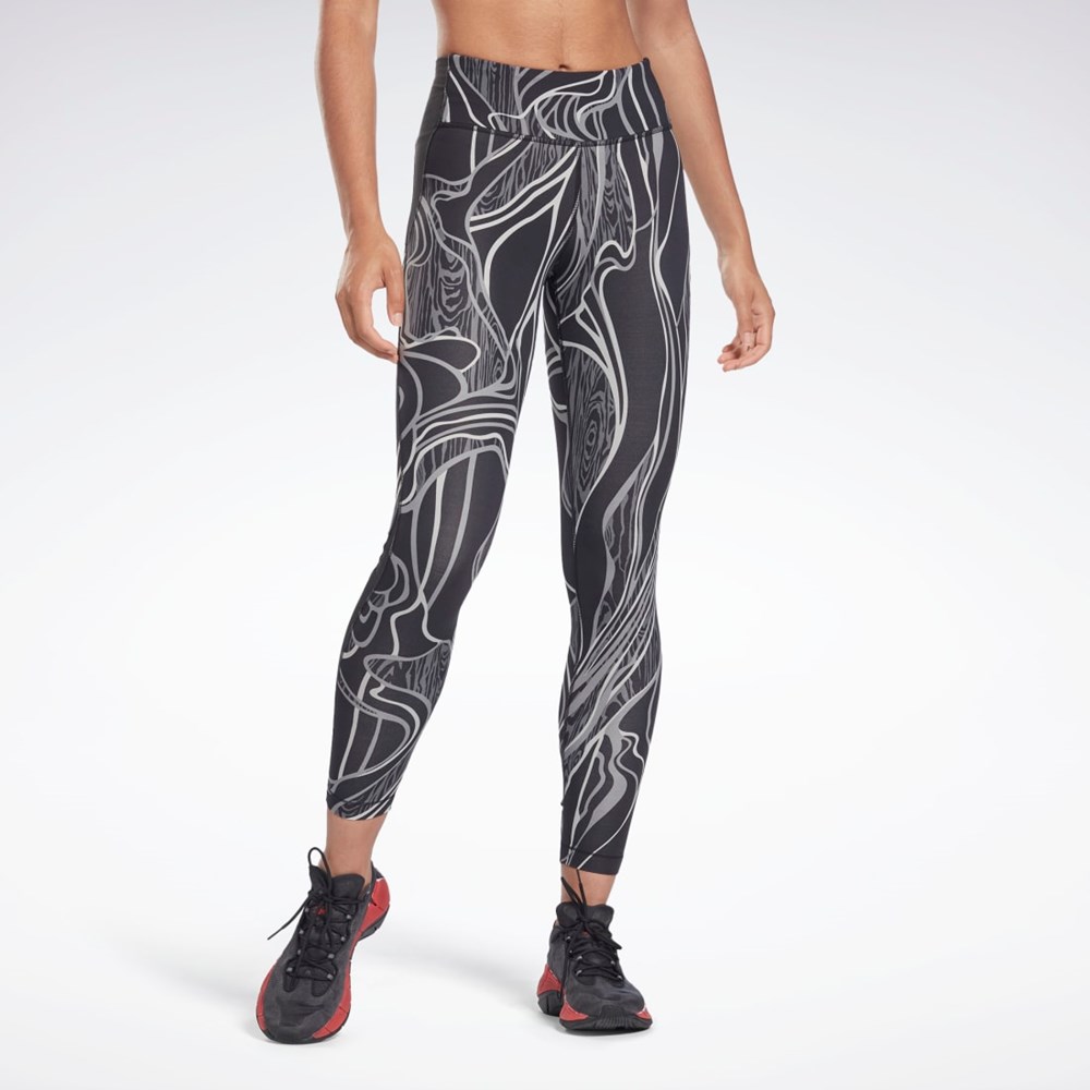 Reebok Lux Perform Mid-High-Rise Nature Grown Tights Negrii | 4628950-TS
