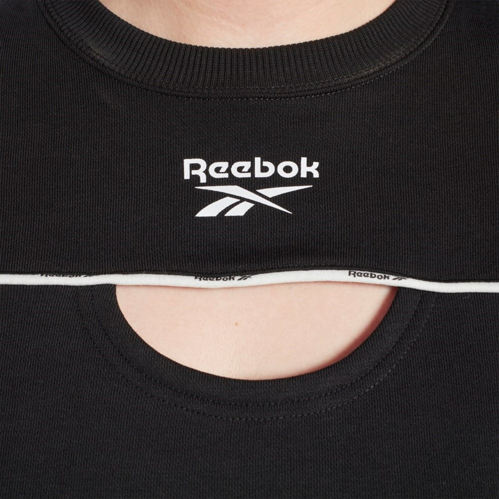 Reebok Piping Crewneck Sweatshirt (Plus Size) Negrii | 5482709-GW