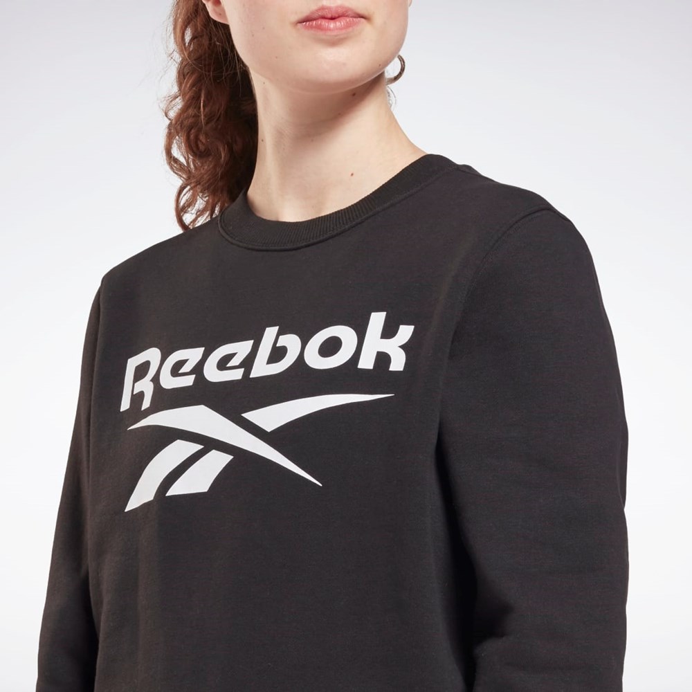 Reebok Reebok Identity Logo Fleece Crew Sweatshirt Negrii | 3108694-CW
