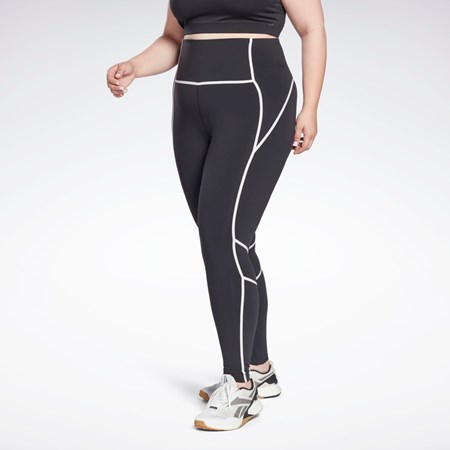 Reebok Lux High-Waisted Colorblock Tights (Plus Size) Negrii | 4135870-ZU