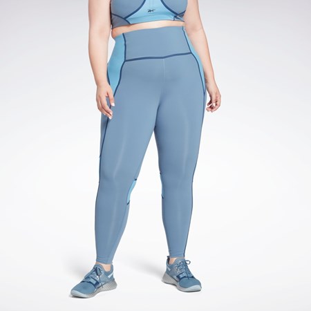 Reebok Lux High-Waisted Colorblock Tights (Plus Size) Albastri | 5637481-IJ