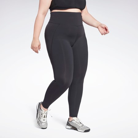 Reebok Lux High-Waisted Tights (Plus Size) Negrii | 2673459-ME